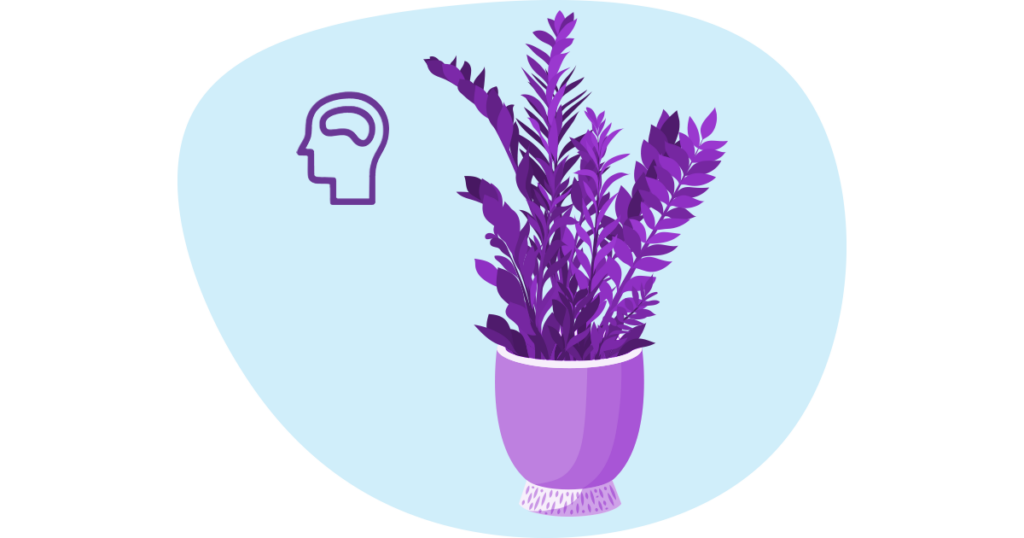 Improve Small Business Mental Health with Plants 5 An illustration of a ZAMIOCULCAS ZAMIIFOLIA plant