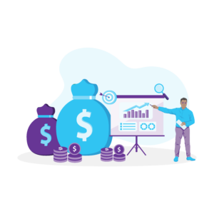 Small Business Marketing Ideas That Actually Work Today 7 Man presenting the potential advantages of taking out a business loan.