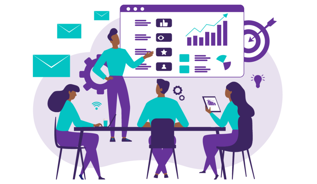 Your Guide to Effective Website SEO in 2023 8 a man explaining to a group of people that there are a wide variety of factors that are contributing to the website’s good SEO results