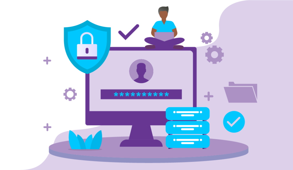 Google Update — Google’s July 2021 Link Spam Update 2 Computer surrounded by icons that symbolise qualifying links including a padlock inside a shield.