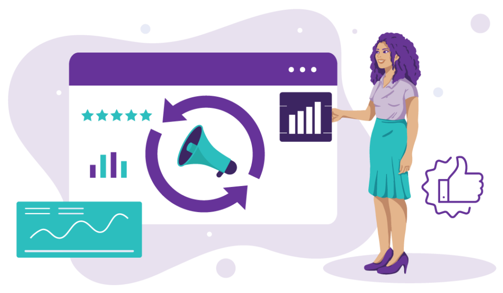 Top Content Types for Every Small Business Sales Funnel 3 Woman showing with effective consideration-stage content that you can gain trust and convince prospective customers to choose your brand.