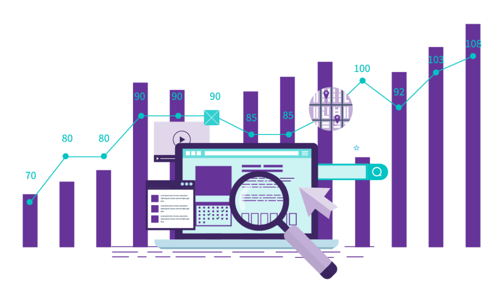 How Google’s BERT Update Affects Small Businesses 1 An illustration of laptop with a data analytics in the background.