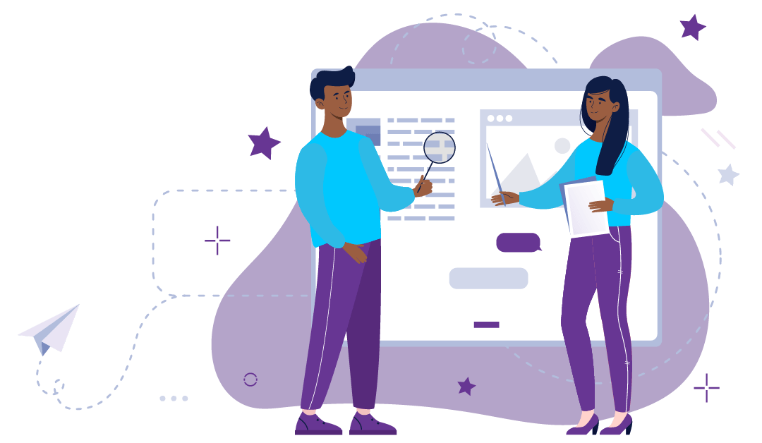 How to Use Content Marketing in your Business 1 A man and a woman scanning the quality of a piece of content.