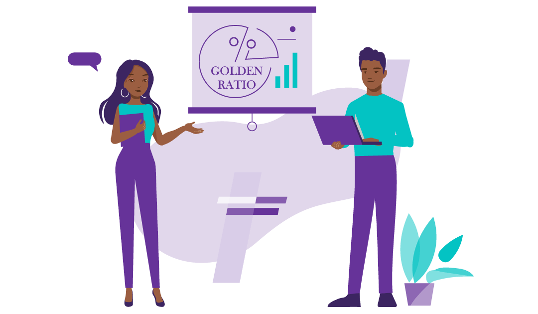 How to Promote Your Blog on Social Media 8 A woman showing a golden ratio graph to a man.
