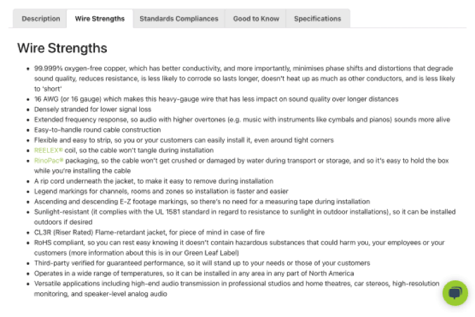 Pure® Premium 16/2 OFC Audio Speaker Wire — product description 2 Syston cable sample 3