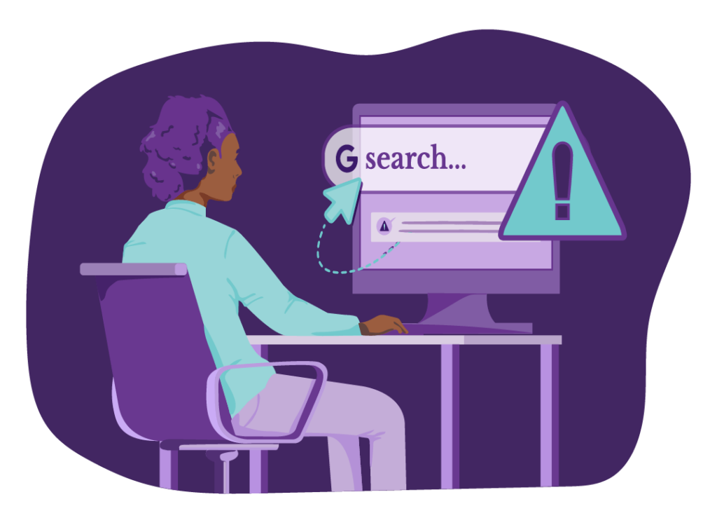 Google SEO Title and Title Tag Update 3 A warning symbol next to a search bar that says ‘Search’ and the Google logo.