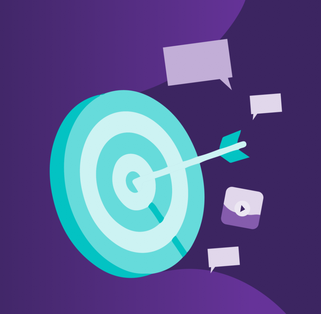 Why You Need an Integrated Content Strategy 6 Arrow and target with chat bubbles showing that an integrated content strategy tells marketers how to target their messages.