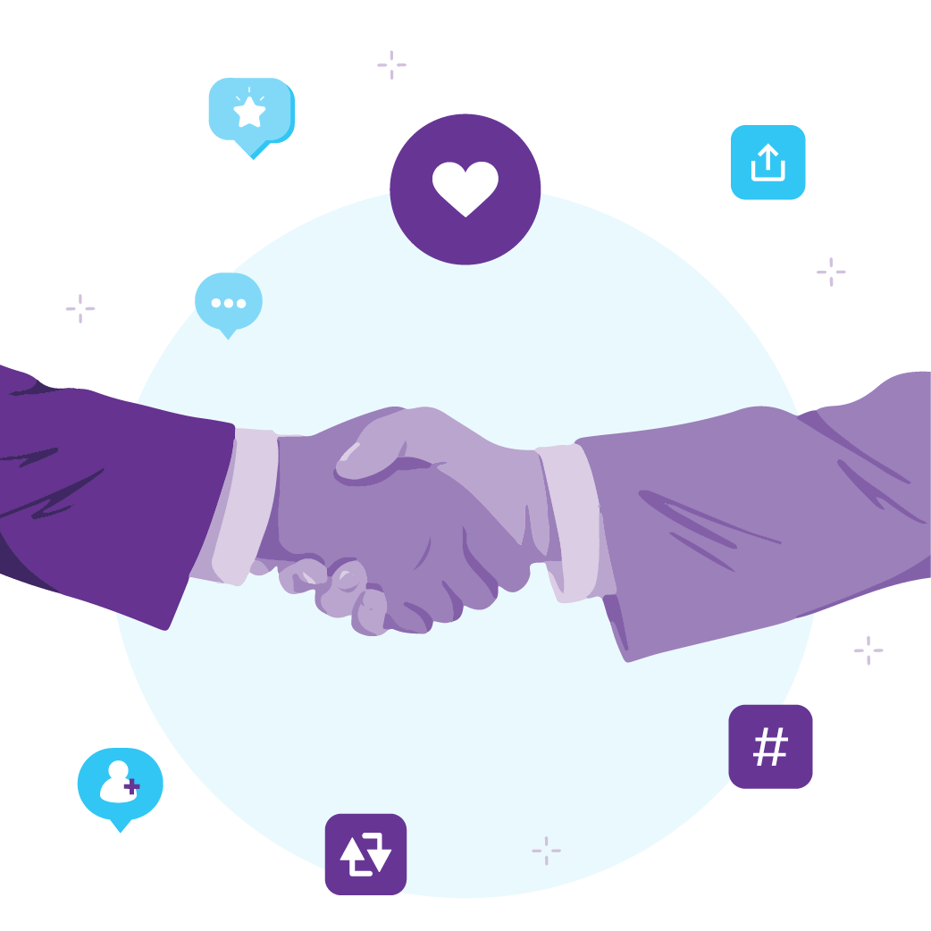 How To Gain Real Twitter Followers In 2023 4 Shaking hands illustration that signifies teaming up or collaborating with influencers