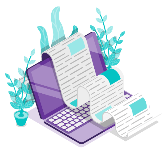 Should you Start a Blog This Year? 11 A Laptop with a long piece of paper (that’s covered in text and images) laid over it