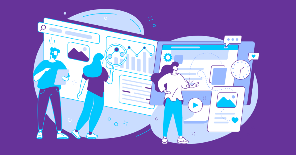 Top 12 Causes of Low Web Traffic 1 Illustration of some individuals checking their sites analytics to optimize their content