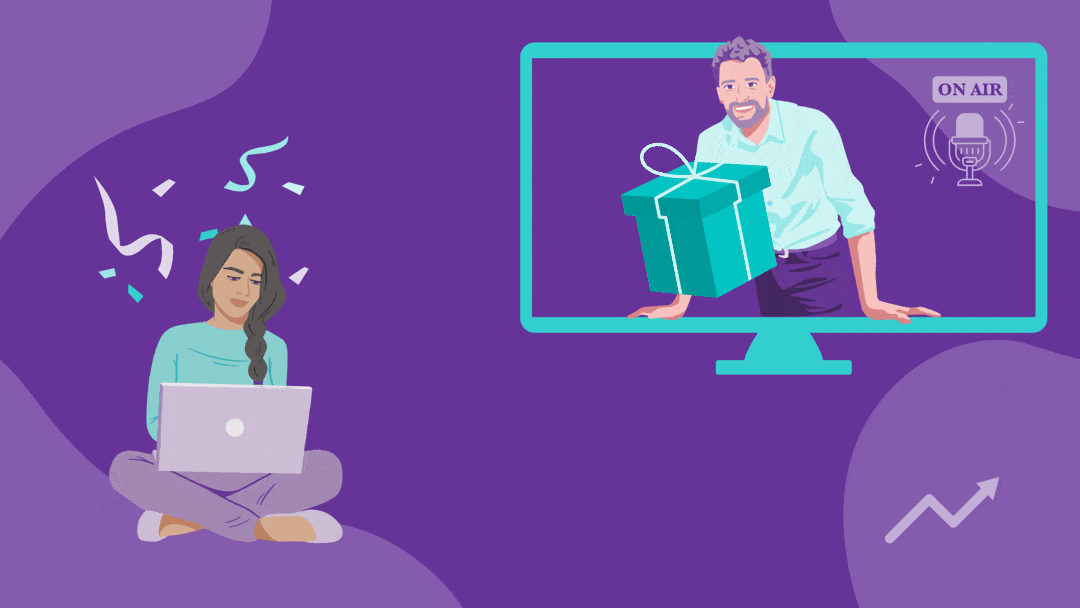 5 Ways to Use Live Streaming to Promote Your Business 1 Woman watching a livestream and receiving a gift.