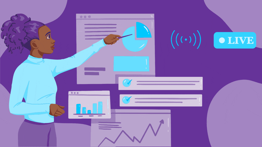 5 Ways to Use Live Streaming to Promote Your Business 2 An instructor is delivering a live training seminar or course via a livestream or webcast.