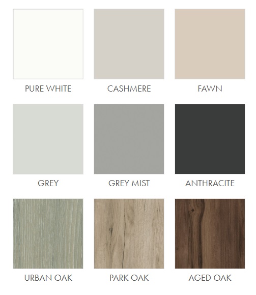 Colours availiable in the Locano Kitchen Range