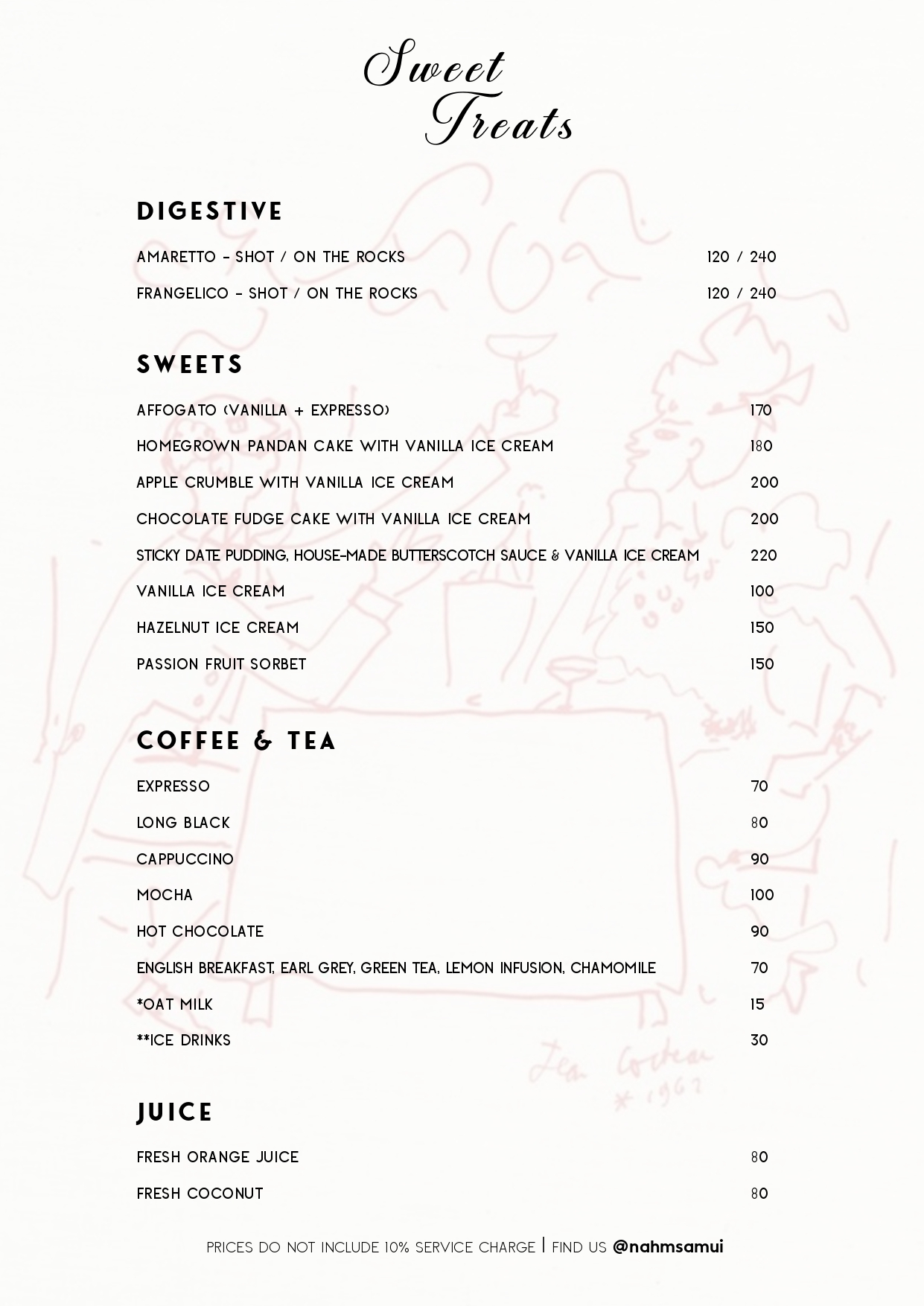 nahm sweet treats menu