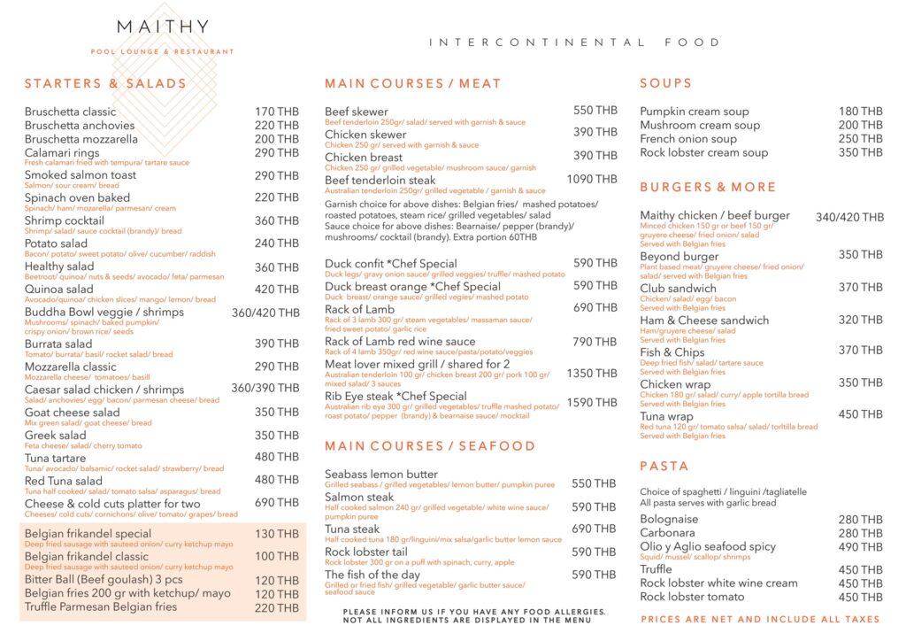 Maithy European Food Menu 2