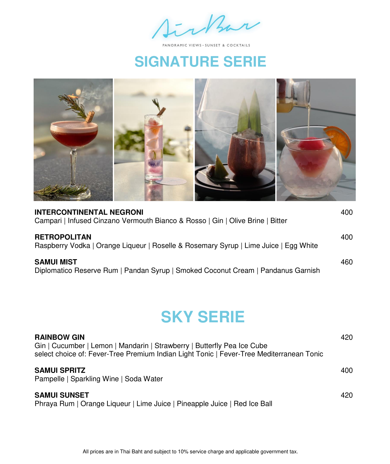 air bar menu