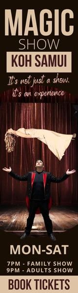 A poster for the magic show at Illustions Theatre in koh samui.