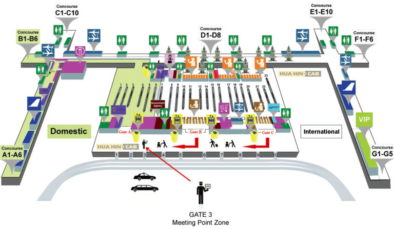 Suvarnabhumi Airport Arrival Floor Plan HuaHinCab Meeting Point 768x447