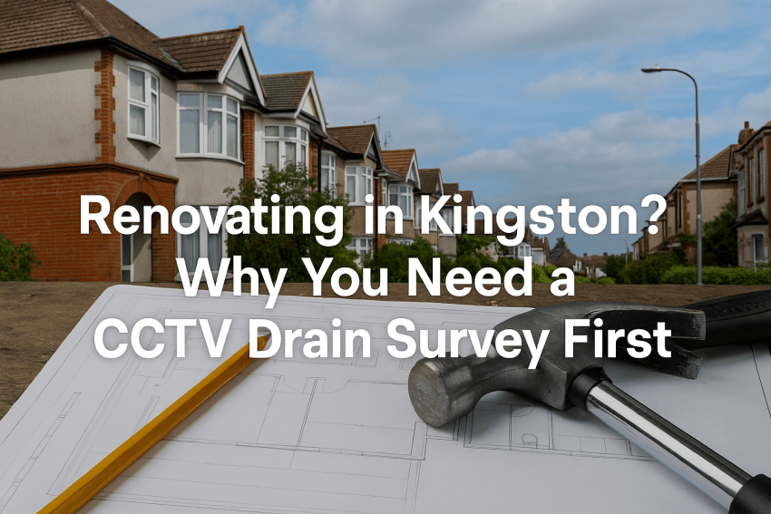 A CCTV drain survey being carried out before a property renovation in Kingston Upon Thames, highlighting the importance of pre-renovation drain inspections.