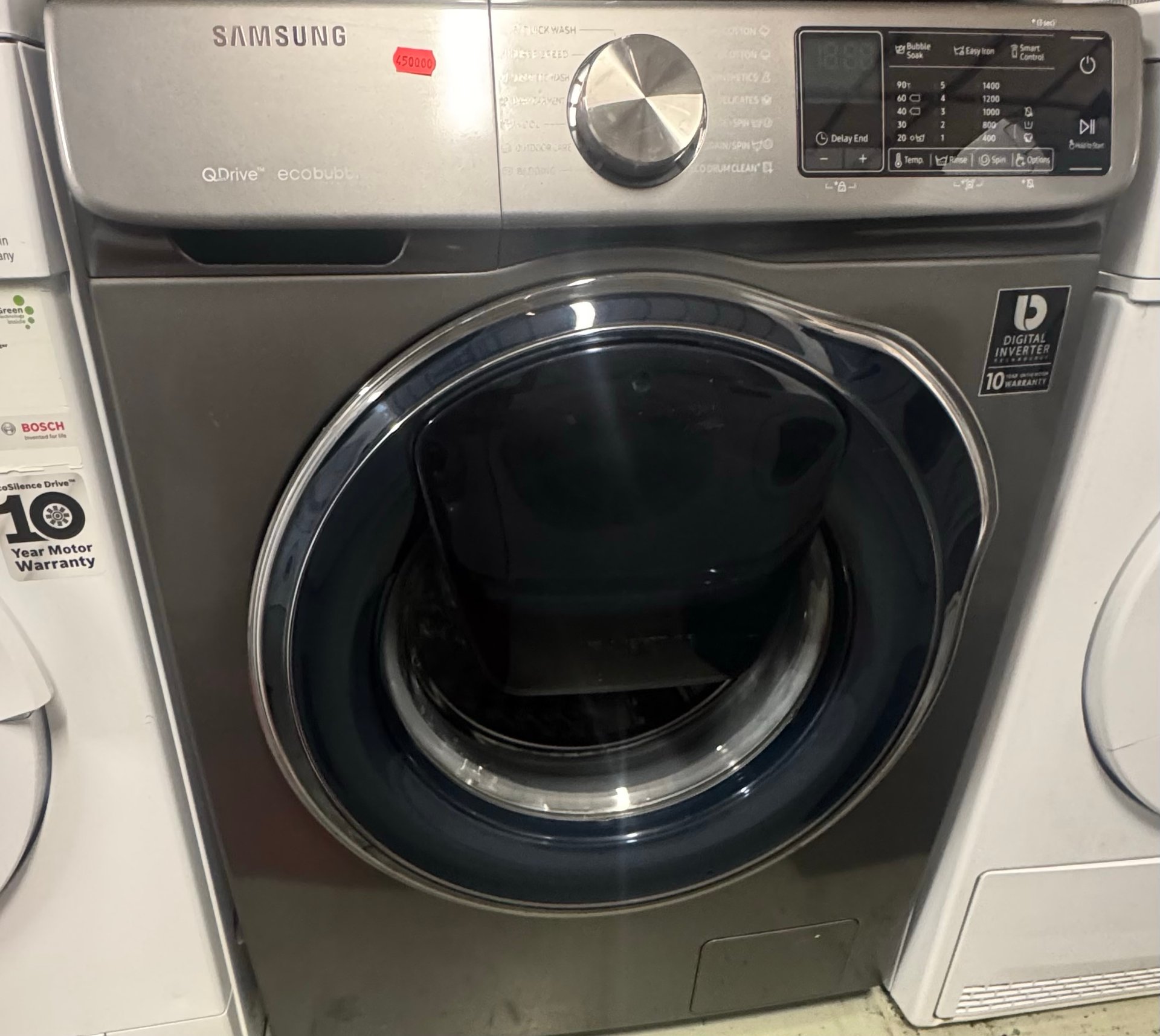 Tvättmaskin av märket Samsung 
Rostfri
9 kilo capacitet  
Q DRIVE ECOBUBBLE TECKNOLOGY - Image 1