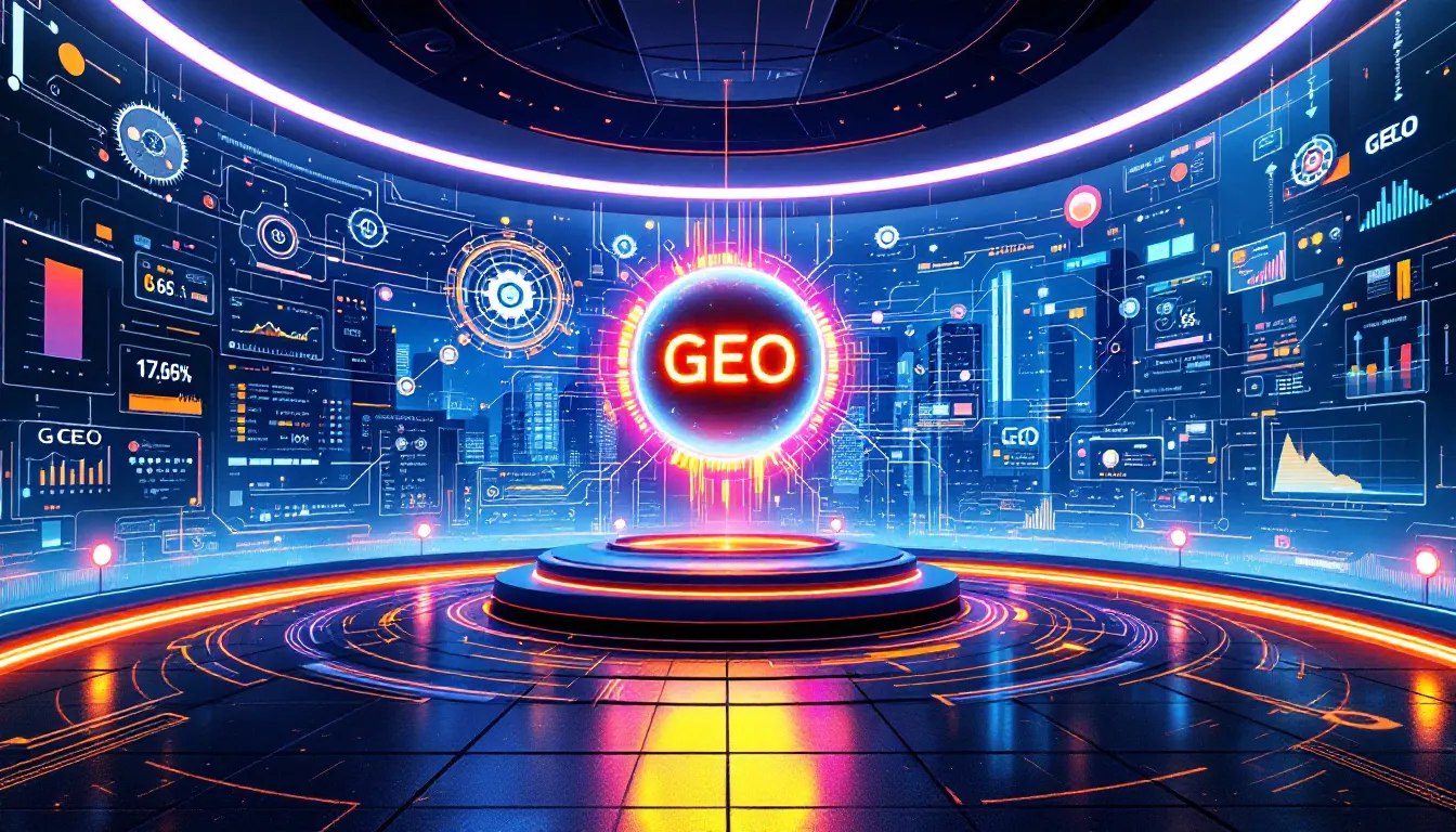 An illustration depicting the concept of Generative Engine Optimization (GEO) in the context of search engines.