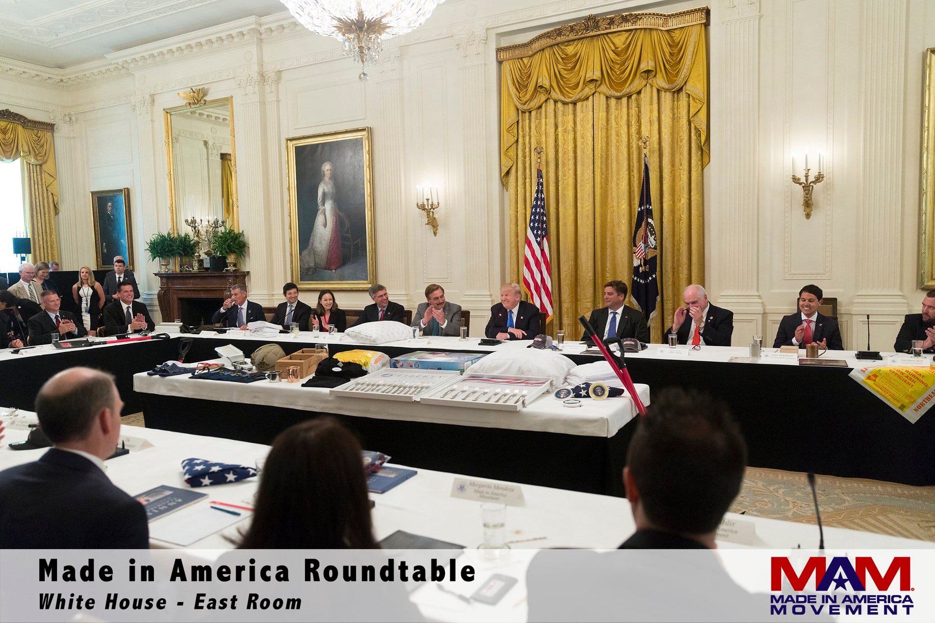 Made in America Roundtable - Margarita Mendoza and Kurt Uhlir Margarita Mendoza and Kurt Uhlir at the Made in America Roundtable in the East Room of the White House.