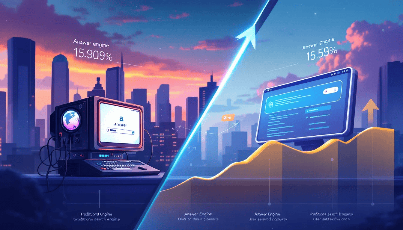 Comparison between traditional search engines and answer engines.