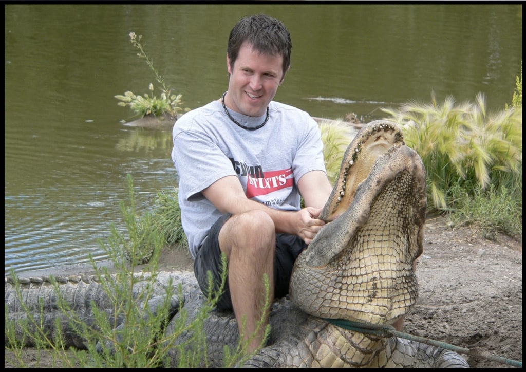 Kurt Uhlir - Alligator Handling Kurt with 10.5" alligator he pulled out of a pond.