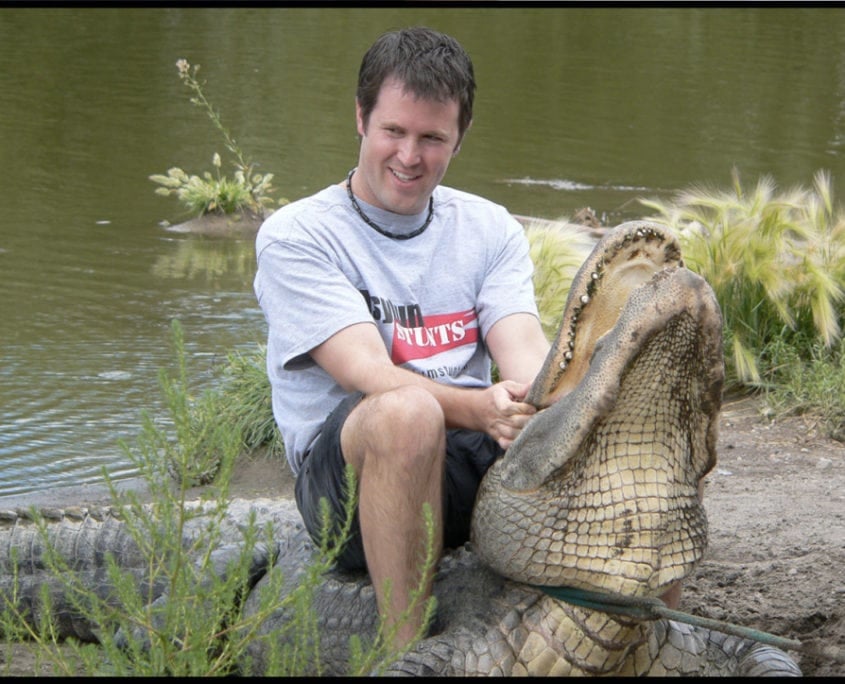 Kurt Uhlir - Alligator Handling Kurt with 10.5" alligator he pulled out of a pond.