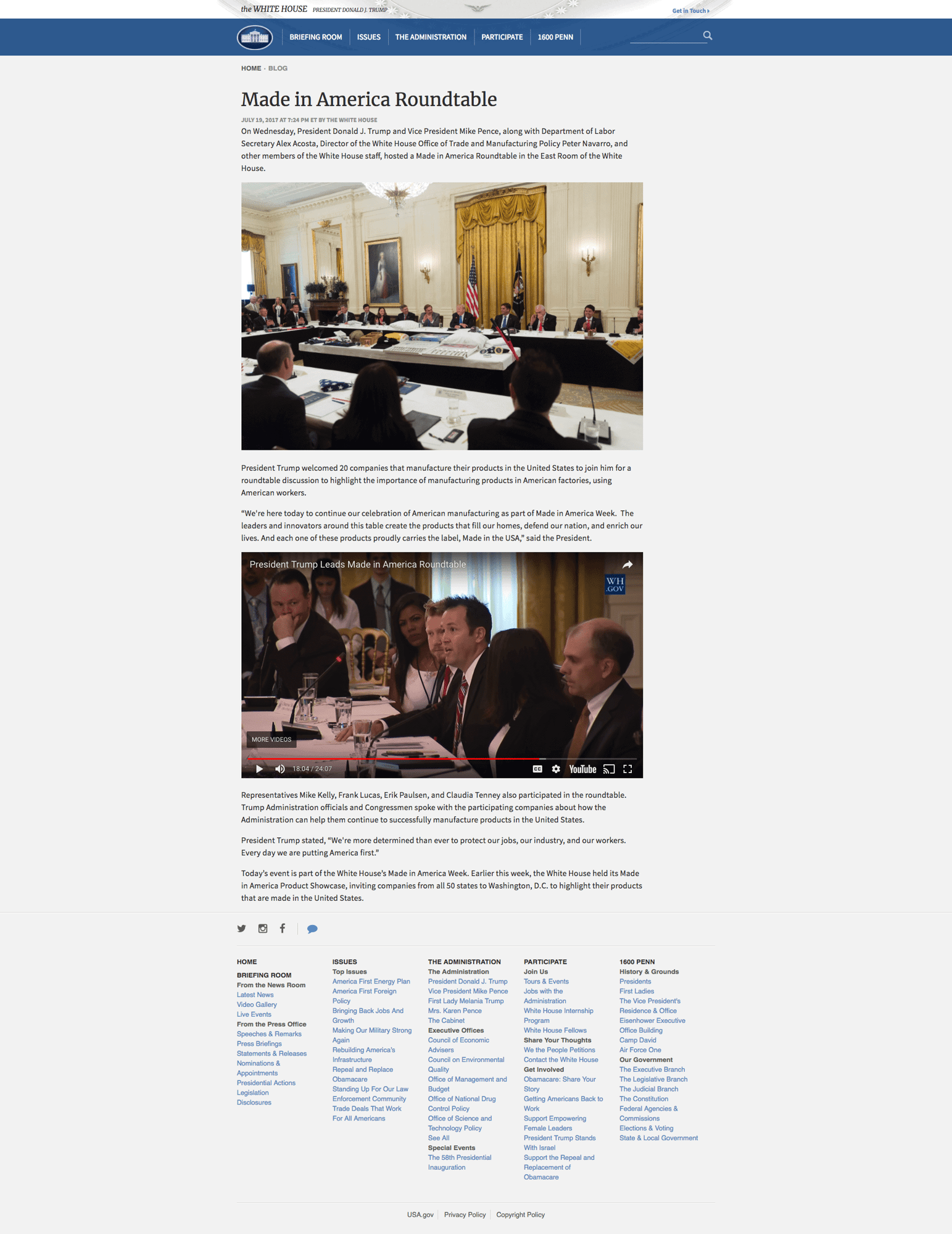 White House Article on Made in America Roundtable with Margarita Mendoza and Kurt Uhlir White House Article on Made in America Roundtable with Margarita Mendoza and Kurt Uhlir