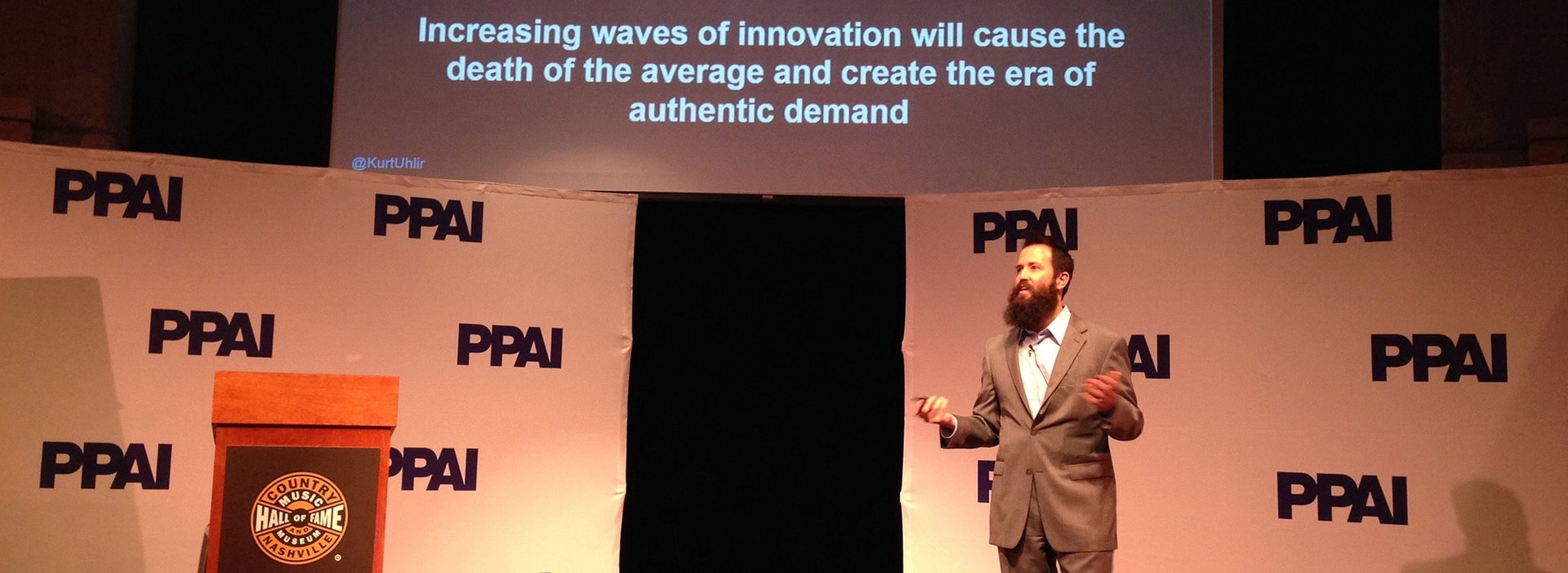 Kurt Uhlir speaking on Tsunami Innovation and Authentic Demand