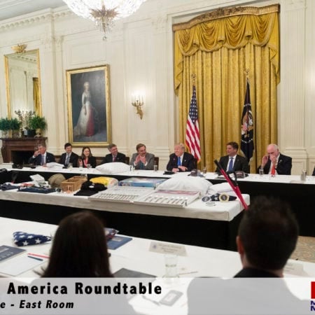 Made in America Roundtable - Margarita Mendoza and Kurt Uhlir Margarita Mendoza and Kurt Uhlir at the Made in America Roundtable in the East Room of the White House.