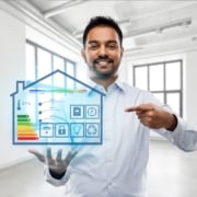 Realtor showing smart home protection and automoation proptech solution