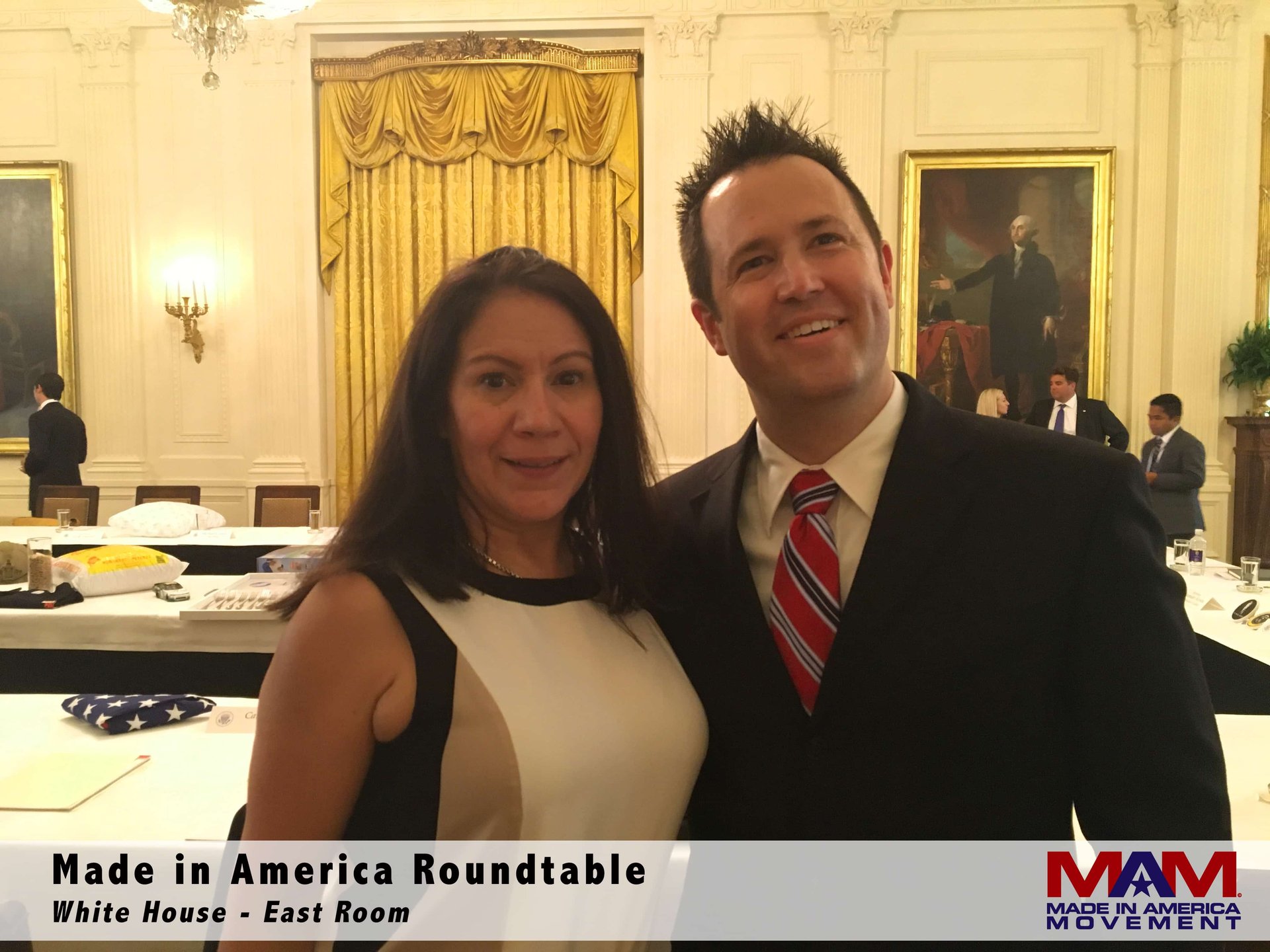Made in America Roundtable - Margarita Mendoza and Kurt Uhlir Margarita Mendoza and Kurt Uhlir at the Made in America Roundtable in the East Room of the White House.
