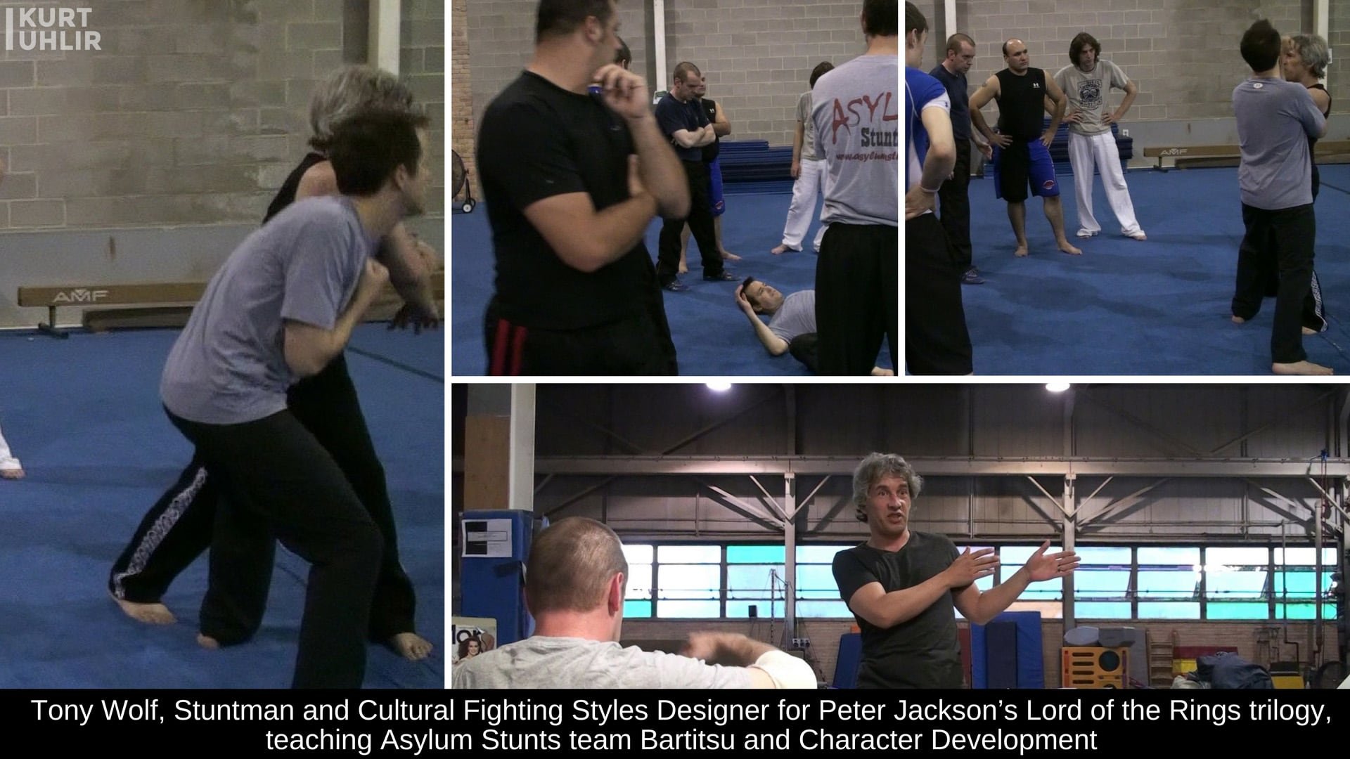 Tony Wolf and Kurt Uhlir training - Asylum Stunts Tony Wolf, Stuntman and Cultural Fighting Styles Designer for Peter Jackson’s Lord of the Rings trilogy, teaching Asylum Stunts team Bartitsu and Character Development