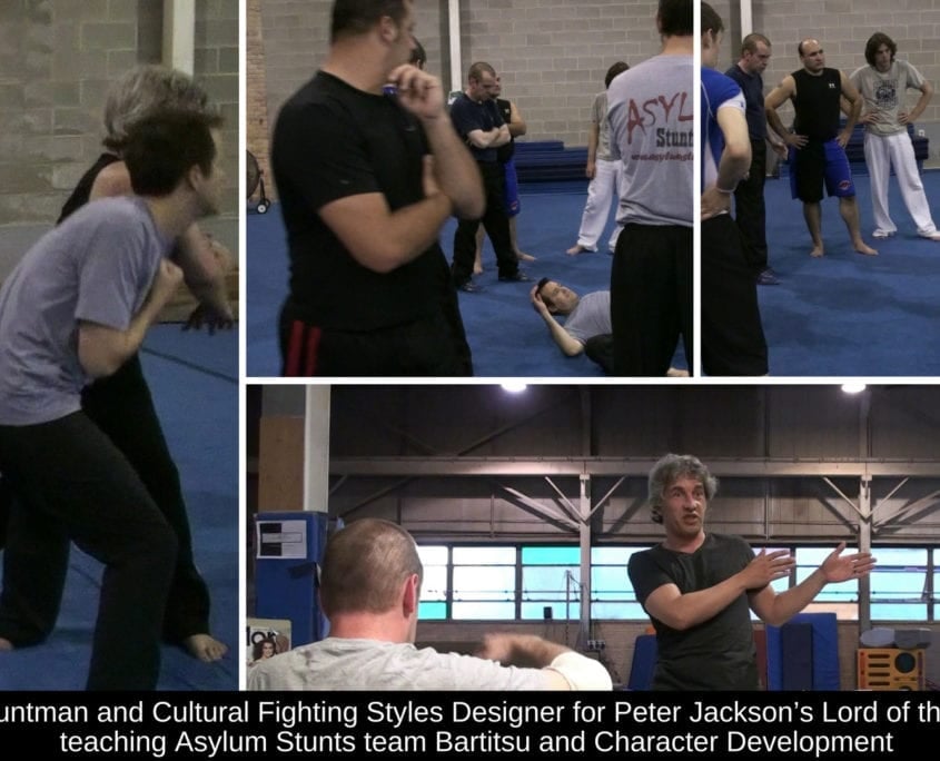 Tony Wolf and Kurt Uhlir training - Asylum Stunts Tony Wolf, Stuntman and Cultural Fighting Styles Designer for Peter Jackson’s Lord of the Rings trilogy, teaching Asylum Stunts team Bartitsu and Character Development