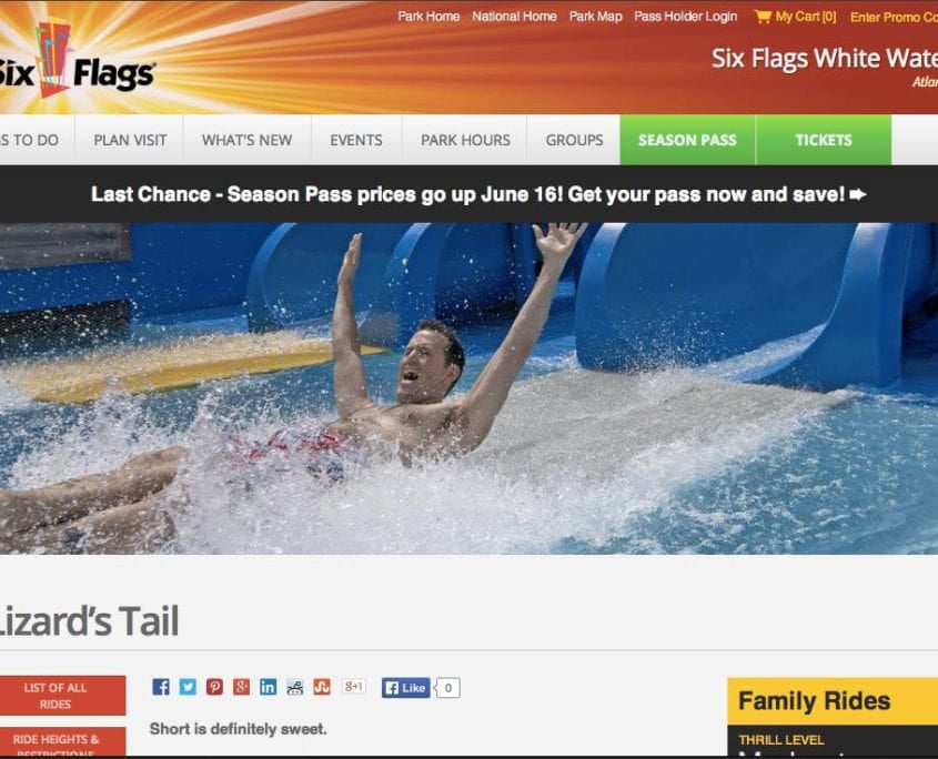 Kurt Uhlir as model for Six Flags White Water print and web - Li Kurt Uhlir as model for Six Flags White Water print and web - Lizard's Tail