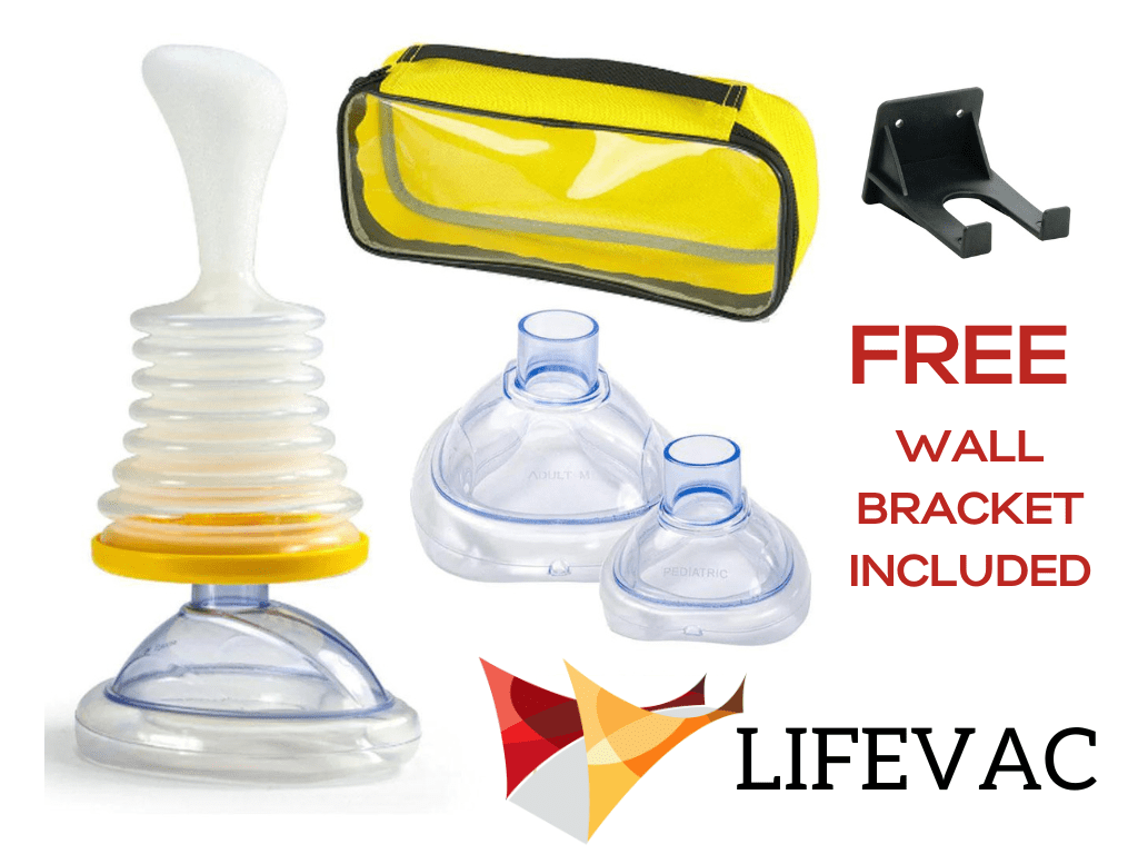 LifeVac Choking Rescue Device with Wall Mounted Grab/Travel Bag