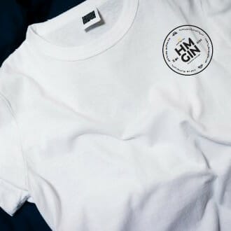 White HM Gin T-Shirt - Up Close