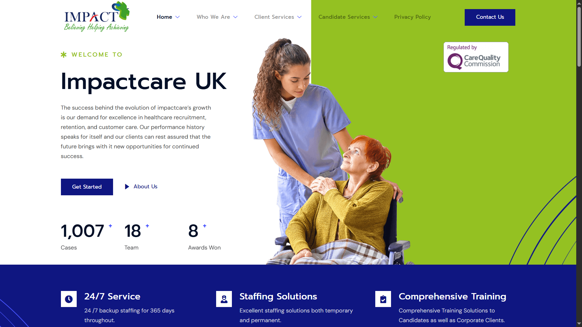 Impact Care Services website design