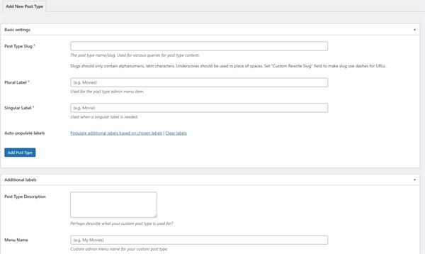Wordpress Custom Post Types and Why Should You Use Them? 4 Add Post Type 1st Info