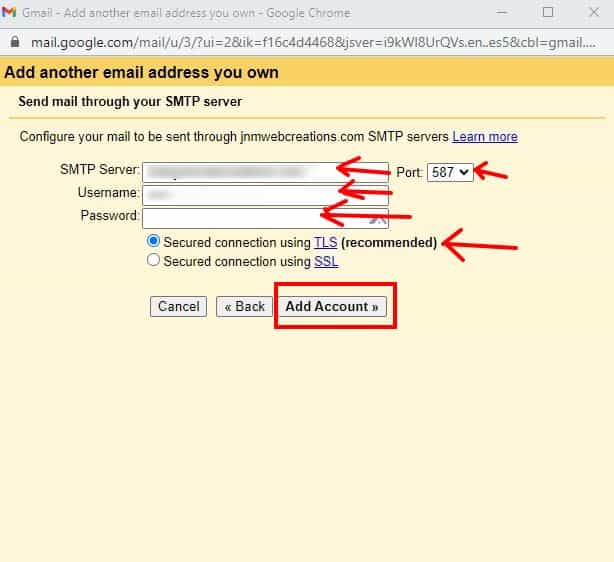 How to use Gmail to check and send Cpanel Emails 6 Add email address 2 gmail