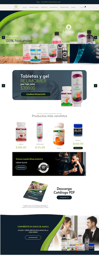 Diseño de sitio web para una empresa que vende vitaminas y suplementos.