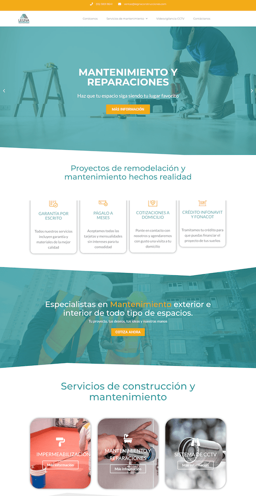 Diseño de sitio web para una empresa constructora.