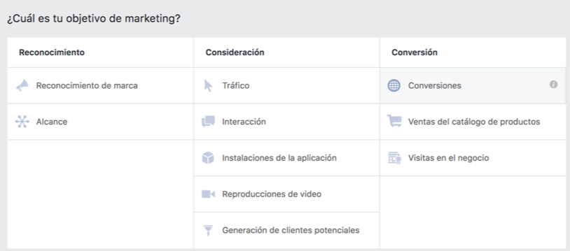Cómo hacer una campaña de conversión en Facebook PASO-2-Creando-la-campana