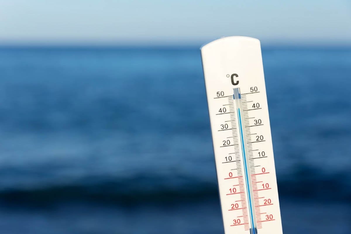 A segmentación por temperaturas de un termómetro frente al océano.