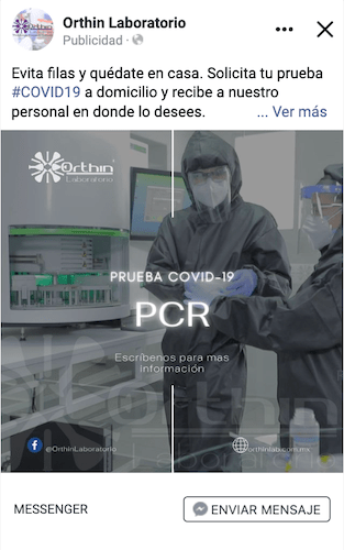 Anuncio pcr en facebook.