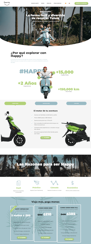 Diseño de sitio web para una empresa de scooters.