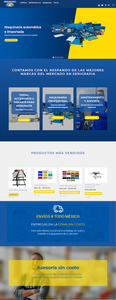 Un diseño de sitio web azul y amarillo.