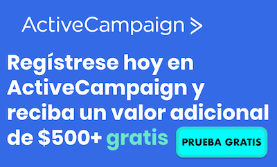 Registrador de Activecampaign y activecampaign valor adicional 500.